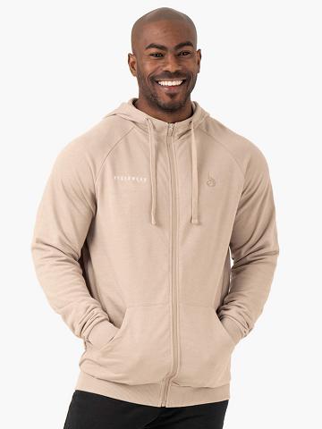 Ryderwear Men Hoodie Pursuit Zip Up Men's Hoodie Sand | CA2681WY