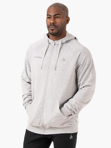 Ryderwear Men Hoodie Pursuit Zip Up Men's Hoodie Light Grey Marl | CA2683MA