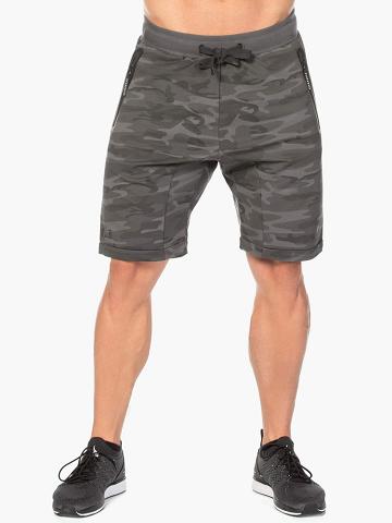 Ryderwear Men Shorts Camo Fleece Track Men's Shorts Black Camo | CA2797WY