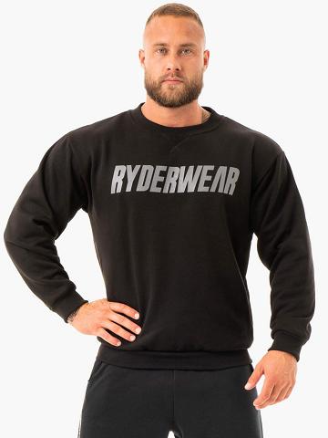 Ryderwear Men Sweaters Ease Fleece Pullover Men's Sweaters Black | CA2843OR