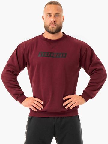 Ryderwear Men Sweaters Force Pullover Men's Sweaters Burgundy | CA2829CE