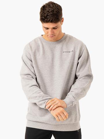 Ryderwear Men Sweaters Pursuit Pullover Men's Sweaters Light Grey Marl | CA2824QZ