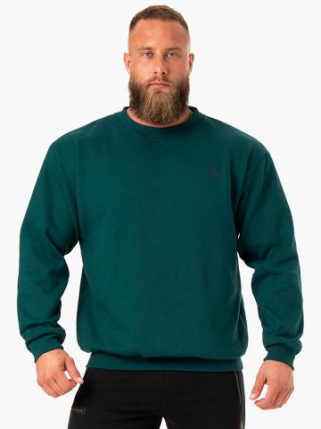 Ryderwear Men Sweaters Reset Fleece Crew Neck Men's Sweaters Emerald | CA2818UT