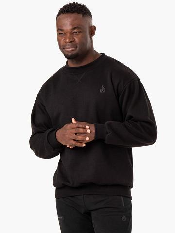 Ryderwear Men Sweaters Reset Fleece Crew Neck Men's Sweaters Black | CA2821RW