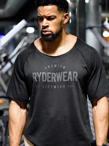 Ryderwear Men T Shirts Advance Fleece Rag Top Men's T Shirts Black | CA2958OR