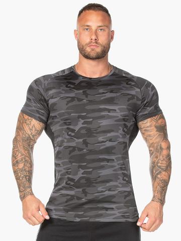 Ryderwear Men T Shirts Camo Mesh Men's T Shirts Black Camo | CA2945CE