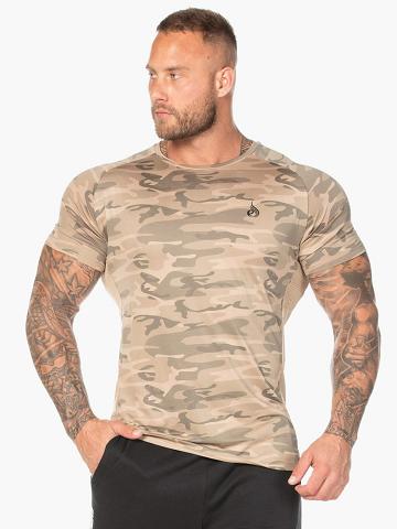 Ryderwear Men T Shirts Camo Mesh Men's T Shirts Tan Camo | CA2946XF