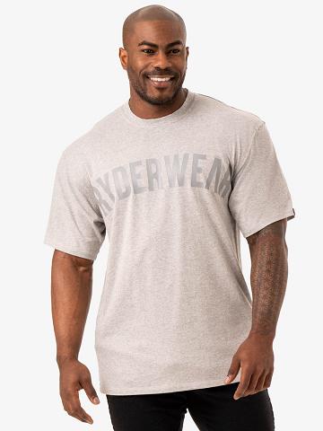 Ryderwear Men T Shirts Force Oversized Men's T Shirts Grey Marl | CA2920EX