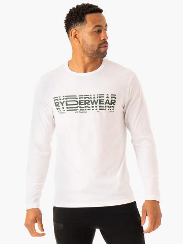 Ryderwear Men T Shirts Graphic Long Sleeve Men's T Shirts White | CA2918TV