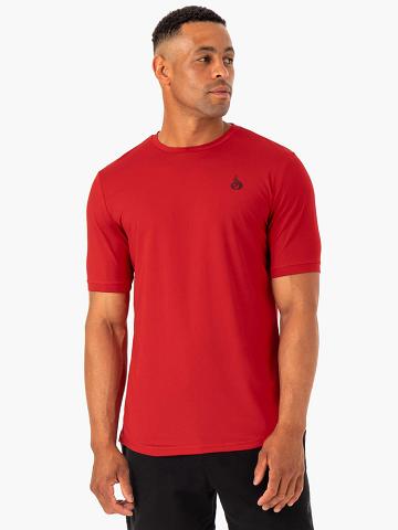 Ryderwear Men T Shirts Optimal Mesh Men's T Shirts Red | CA2888IS