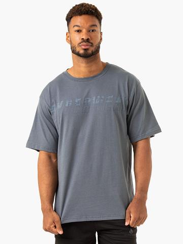 Ryderwear Men T Shirts Overdrive Oversized Men's T Shirts Steel Blue | CA2884SO