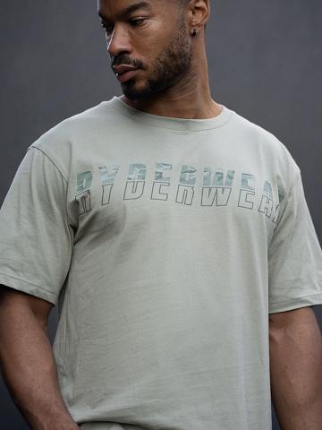 Ryderwear Men T Shirts Overdrive Oversized Men's T Shirts Sage Green | CA2886PQ