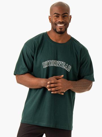 Ryderwear Men T Shirts Oversized Men's T Shirts Bottle Green | CA2876ZG