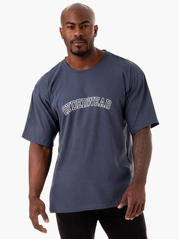 Ryderwear Men T Shirts Oversized Men's T Shirts Washed Blue | CA2879JJ