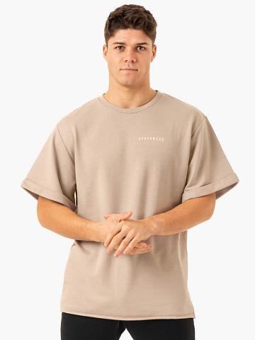 Ryderwear Men T Shirts Pursuit Oversized Fleece Men's T Shirts Sand | CA2868WY