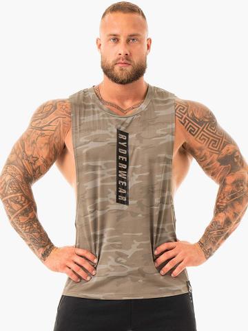 Ryderwear Men Tanks Combat Baller Tank Men's Tanks Khaki Camo | CA3074OR