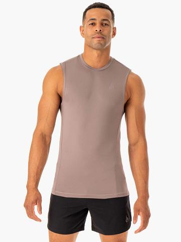 Ryderwear Men Tanks Division Base Layer Tank Men's Tanks Taupe | CA3069FM