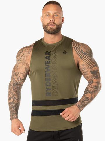 Ryderwear Men Tanks Evo Mesh Baller Tank Men's Tanks Khaki | CA3057IS