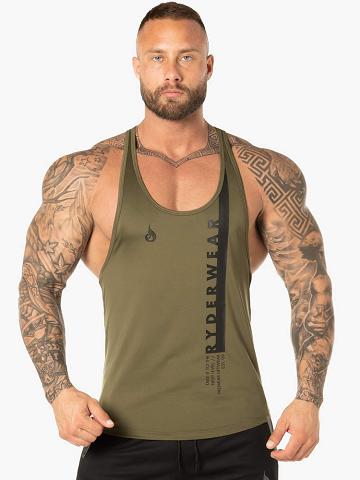 Ryderwear Men Tanks Evo T-Back Stringer Tank Men's Tanks Khaki | CA3054AP