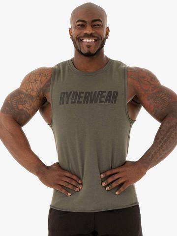 Ryderwear Men Tanks Flex Fleece Tank Men's Tanks Khaki | CA3051FM