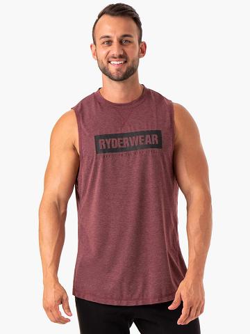 Ryderwear Men Tanks Iron Baller Tank Men's Tanks Burgundy Marl | CA3013NB