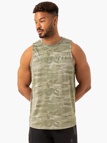 Ryderwear Men Tanks Overdrive Tank Men's Tanks Sage Green Camo | CA2996HK