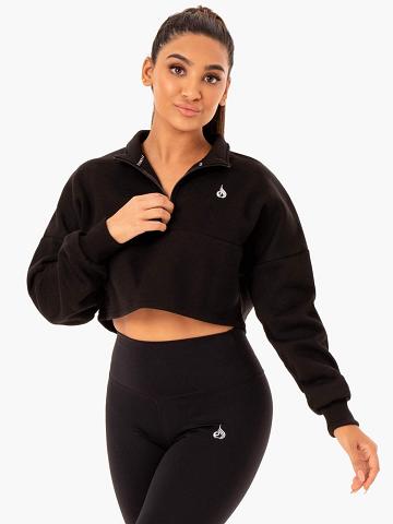 Ryderwear Women Hoodie Base Half Zip Jumper Women's Hoodie Black | CA2467GL