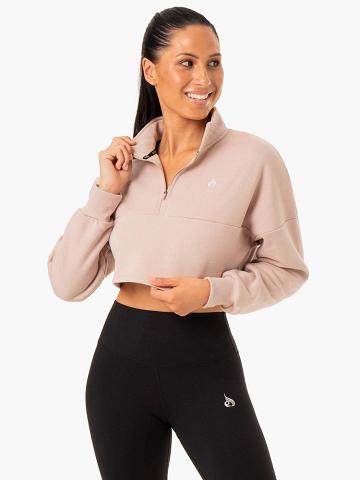 Ryderwear Women Hoodie Base Half Zip Jumper Women's Hoodie Mushroom | CA2474IS