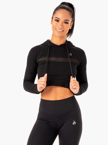 Ryderwear Women Hoodie Hybrid Fitted Women's Hoodie Black | CA2470SO