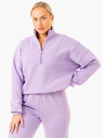 Ryderwear Women Hoodie Sideline Half Zip Jumper Women's Hoodie Lilac | CA2451TV