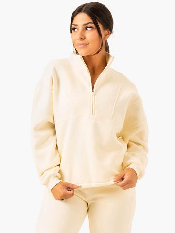 Ryderwear Women Hoodie Sideline Half Zip Jumper Women's Hoodie Butter | CA2491JJ