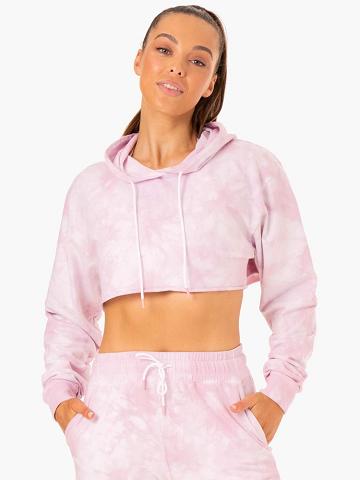 Ryderwear Women Hoodie Tie Dye Pullover Women's Hoodie Ice Pink Tie Dye | CA2476YU