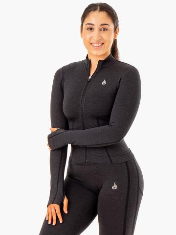 Ryderwear Women Jackets Enhance Seamless Zip Up Women's Jackets Black | CA2442FM