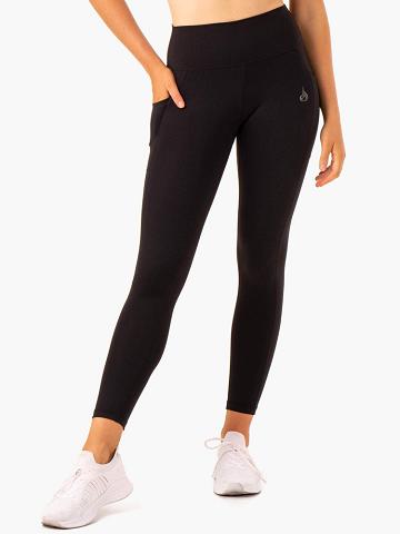 Ryderwear Women Leggings Action High Waisted Pocket Women's Leggings Black | CA2271SO