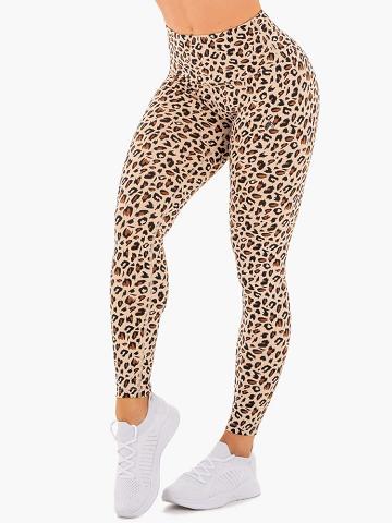 Ryderwear Women Leggings Adapt High Waisted Scrunch Women's Leggings Nude Leopard | CA2398YU