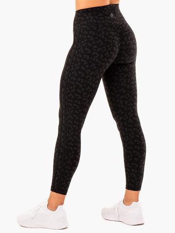 Ryderwear Women Leggings Evolution High Waisted Scrunch Women's Leggings Black Leopard | CA2239YU