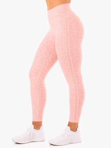 Ryderwear Women Leggings Evolution High Waisted Scrunch Women's Leggings Pink Leopard | CA2418SO