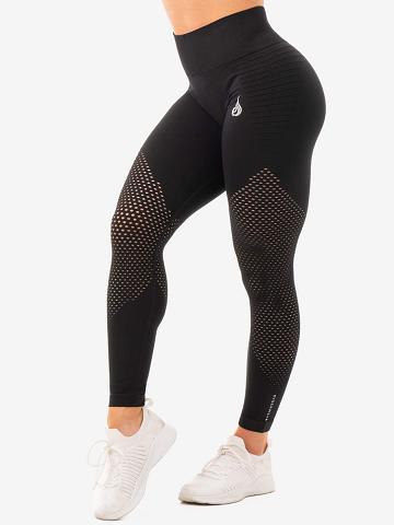 Ryderwear Women Leggings Geo Seamless High Waisted Women's Leggings Black | CA2404MA