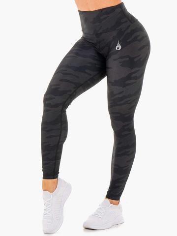 Ryderwear Women Leggings High Waisted Camo Women's Leggings Black Camo | CA2225KI