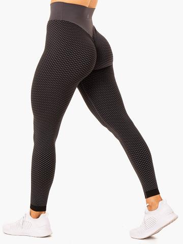 Ryderwear Women Leggings Honeycomb Scrunch Seamless Women's Leggings Charcoal | CA2399TV