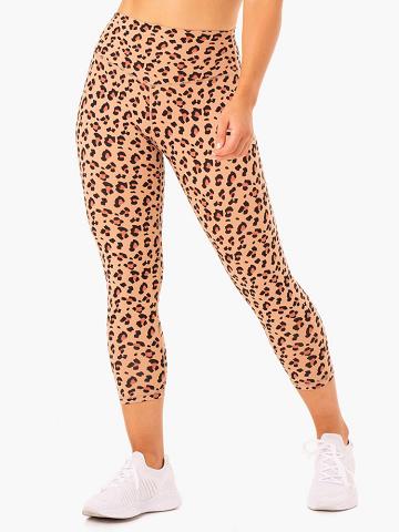 Ryderwear Women Leggings Hybrid 7/8 Women's Leggings Tan Leopard | CA2355VD