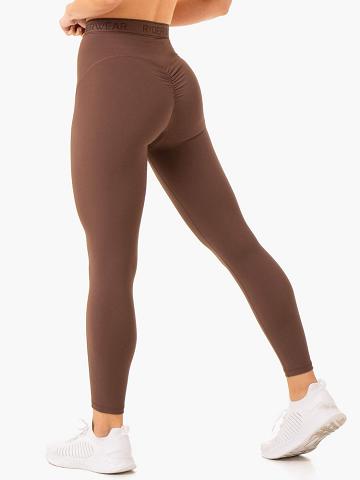 Ryderwear Women Leggings Level Up High Waisted Scrunch Women's Leggings Chocolate | CA2346YU