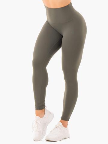 Ryderwear Women Leggings NKD High Waisted Women's Leggings Khaki | CA2232NB