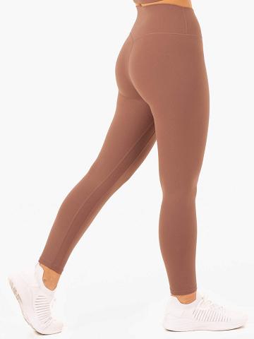 Ryderwear Women Leggings NKD Refine High Waisted Women's Leggings Mocha | CA2335JJ