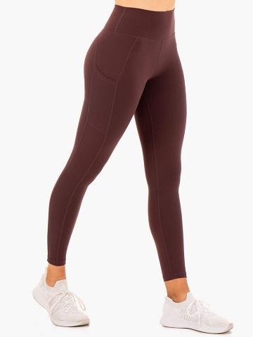 Ryderwear Women Leggings Reset High Waisted Pocket Women's Leggings Chocolate | CA2291YU