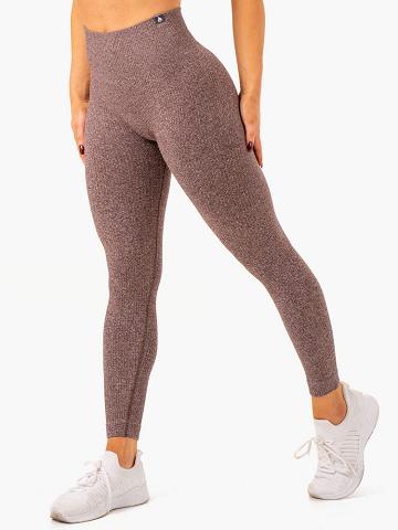 Ryderwear Women Leggings Rib Seamless Women's Leggings Chocolate Marl | CA2257BC