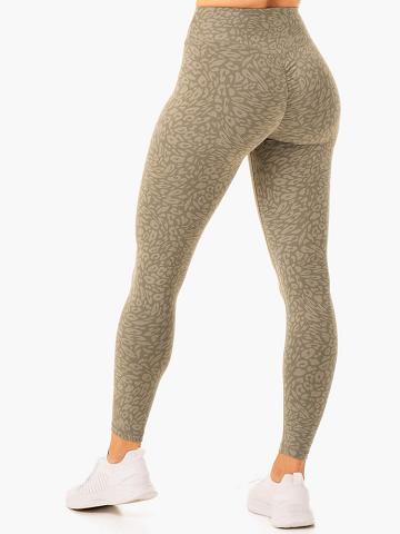 Ryderwear Women Leggings Rotation High Waisted Scrunch Women's Leggings Khaki Leopard | CA2327NB