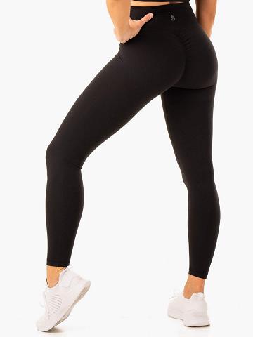 Ryderwear Women Leggings Serene Cross Over Scrunch Women's Leggings Black | CA2338FM