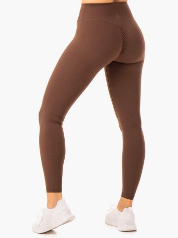 Ryderwear Women Leggings Serene Cross Over Scrunch Women's Leggings Chocolate | CA2360KI