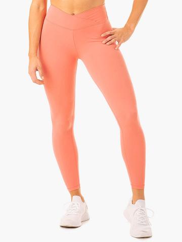 Ryderwear Women Leggings Serene Cross Over Scrunch Women's Leggings Rose Pink | CA2378MA